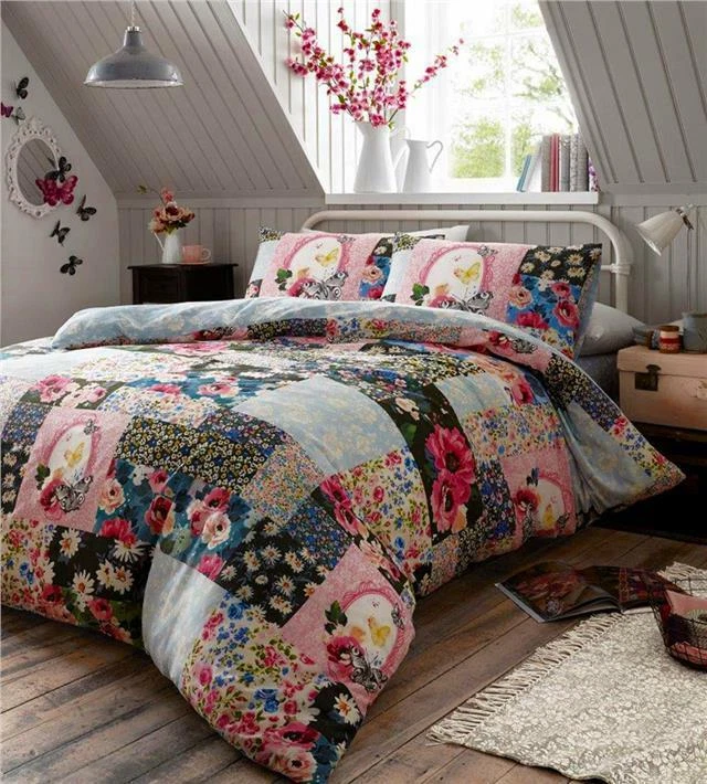 Duvet set floral bedding printed patchwork quilt c